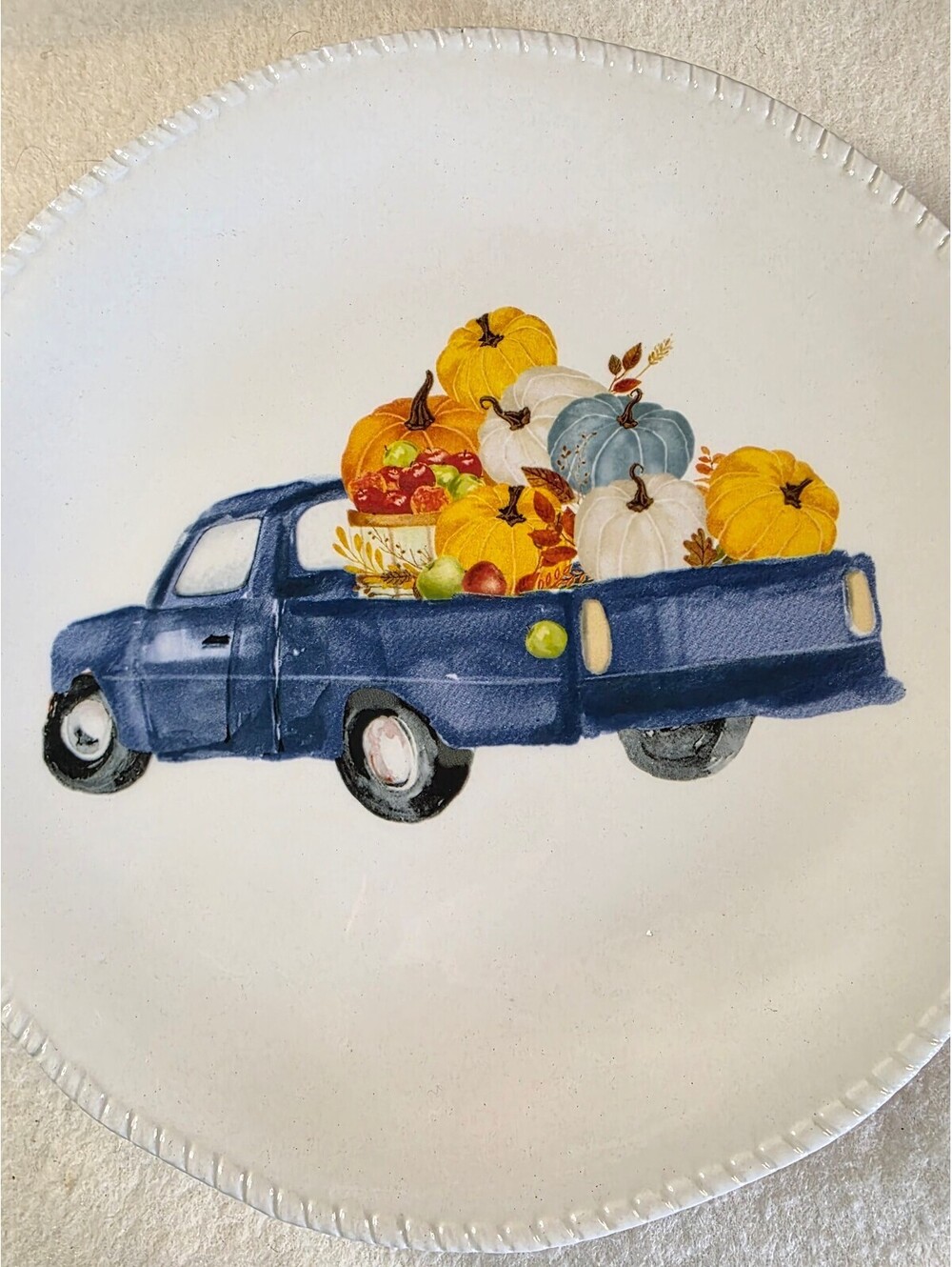 Ashland Fall Salad Plate Blue Pickup Truck Pumpkins Harvest 8.75” - Picture 3 of 6